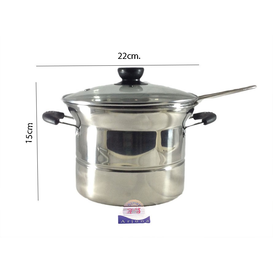 Steamer 3 in 1 multifungsi Pot Deep Fryer 22 cm Multifungsi pot 3 in 1 - Stainless