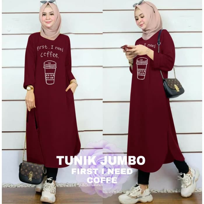 Anyo Kemeja Wanita Model Tunic Kemeja Panjang Bahan Flanel Plaid  1103BQ Tunik Jumbo First I Need C