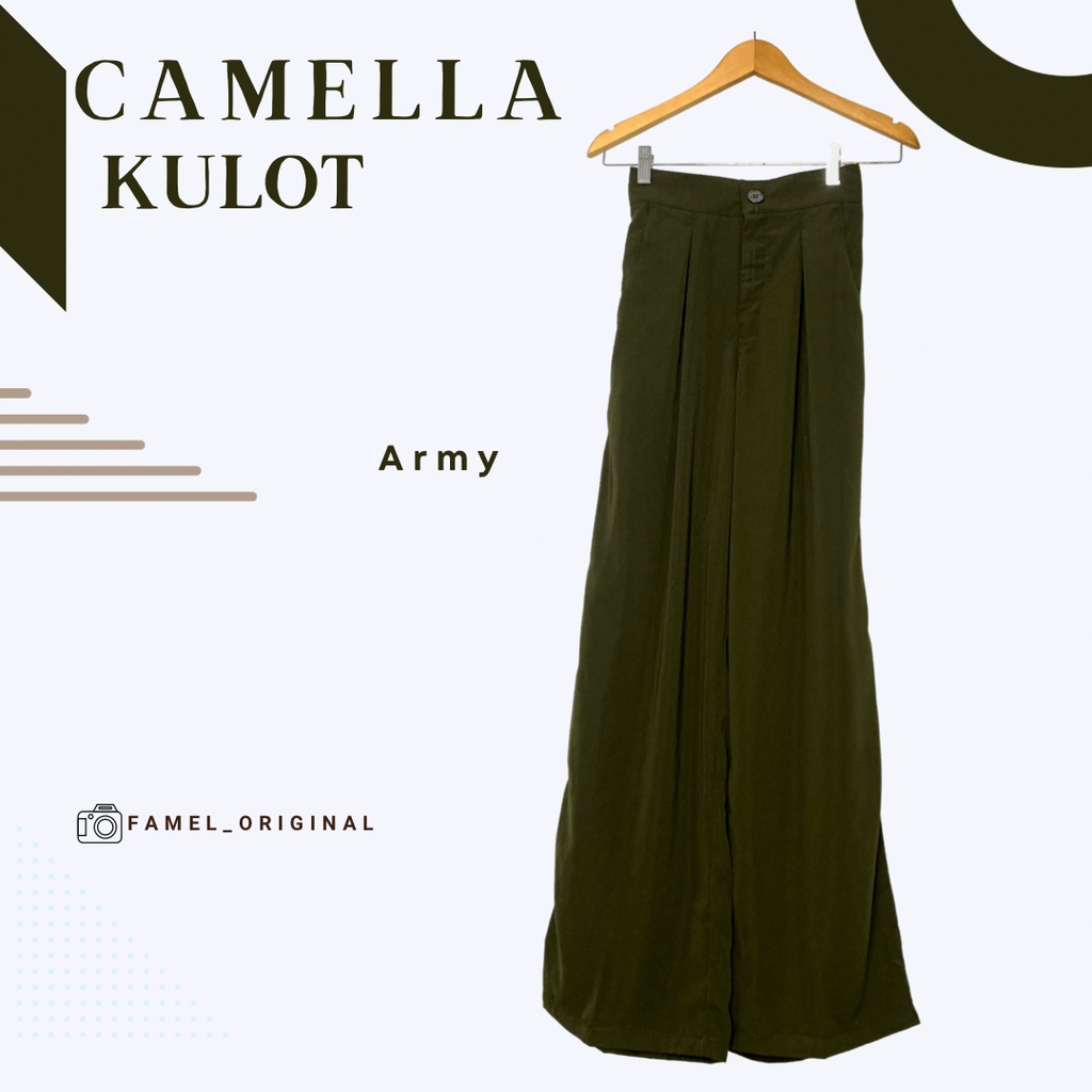 Camella Kulot Ijo Army | Kulot | Celana Kulot | Celana Kulot Wanita | Celana Kulot Highwaist | Highw