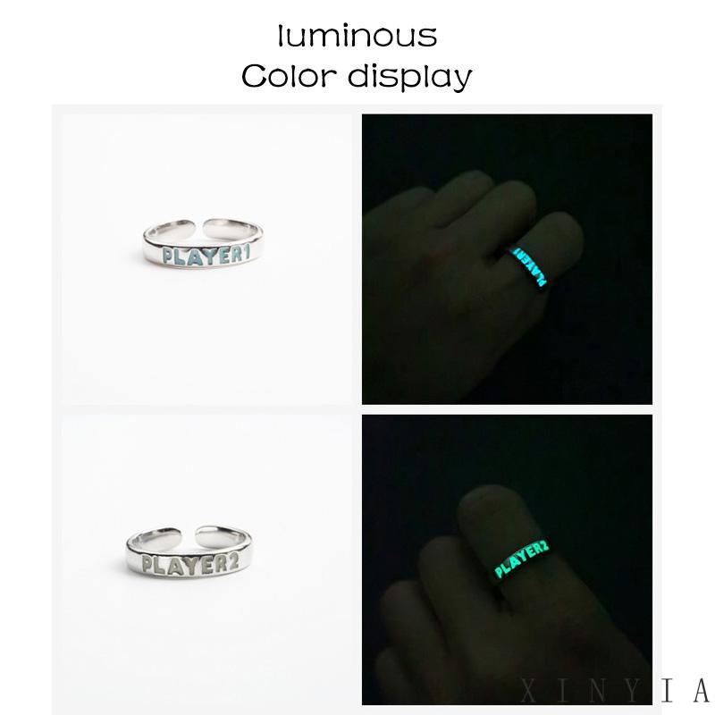 【COD】Cincin Model Terbuka Dapat Disesuaikan Untuk Pria Dan Wanita cincin pasangan bercahaya Hadiah Hari Valentine