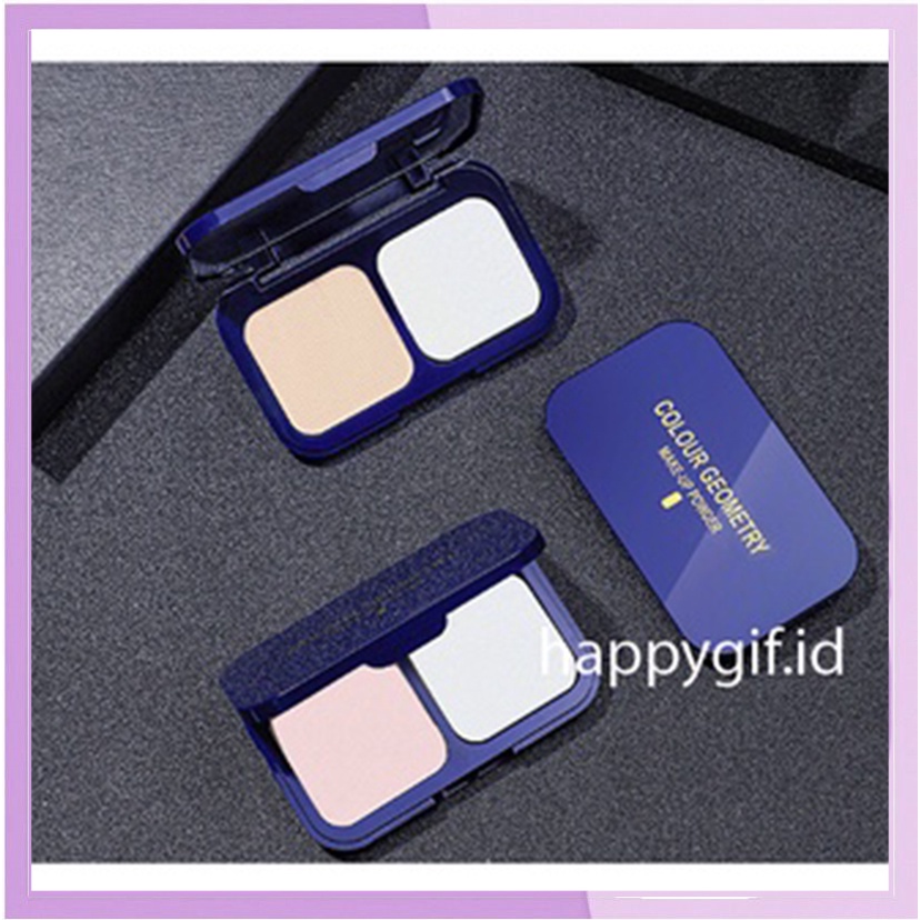 LAMEILA Bedak 2 in 1 Colour Geometry Make Up Powder Cake Durable in use, water resistant LA169