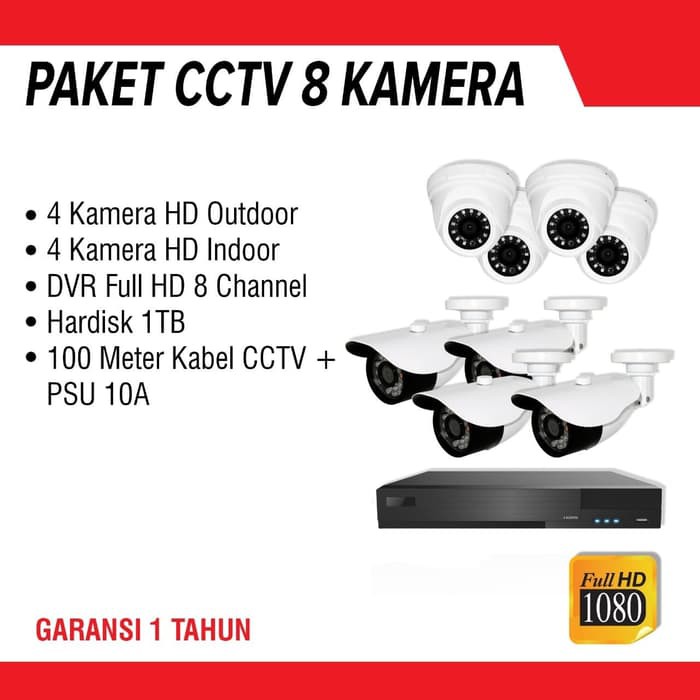 Paket CCTV 8 Kamera / DVR Full HD 8 Channel