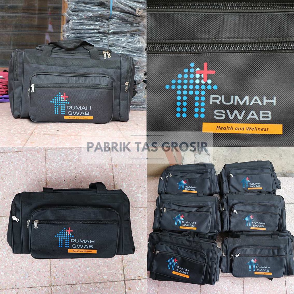 PESANAN GROSIR TAS TRAVEL SABLON RUMAH SWAB SEMINAR SOUVENIR PROMOSI MULTIFUNGSI HARGA EKONOMIS