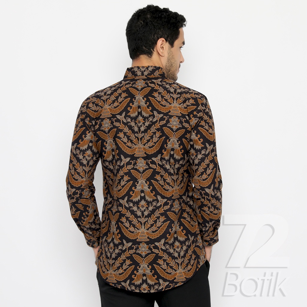 BATIK PRIA LENGAN PANJANG Kemeja Hem Slimfit Premium Warna Hitam 721010 CAP 72 - Baju Kemeja Atasan Pakaian Setelan Batik Pria Cowok Laki Laki Remaja Keluarga Kantor Lengan Panjang Modern Slimfit Slim Fit Premium Kekinian