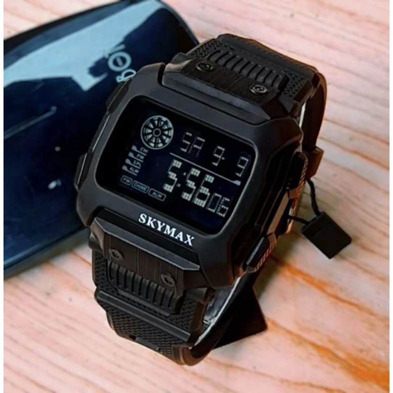 JAM TANGAN CAOUPLE SKYMAX FULL BLACK_JAM CASUAL PRIA SPORTY TERBARU MODEL SIMPLE TERLARIS COD