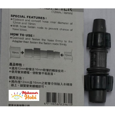 ISTA Hose Adapter 12-16 mm Konektor Sambungan Sok Selang 12mm ke 16mm