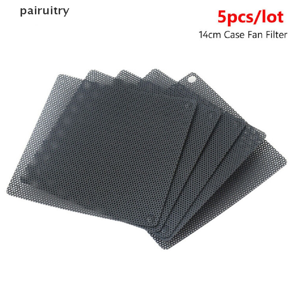 Prt 5pcs Jaring Filter Debu Kipas Pendingin Komputer PC Bahan PVC Ukuran 14cm PRT