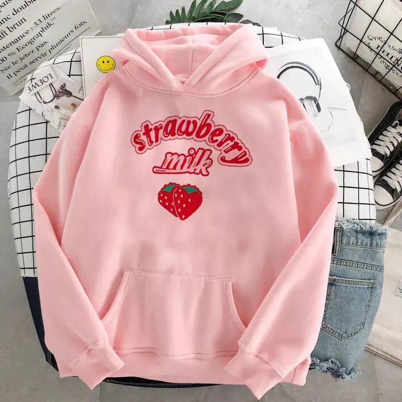 Sweater hoddie anak perempuan STRAWBERRY MILK