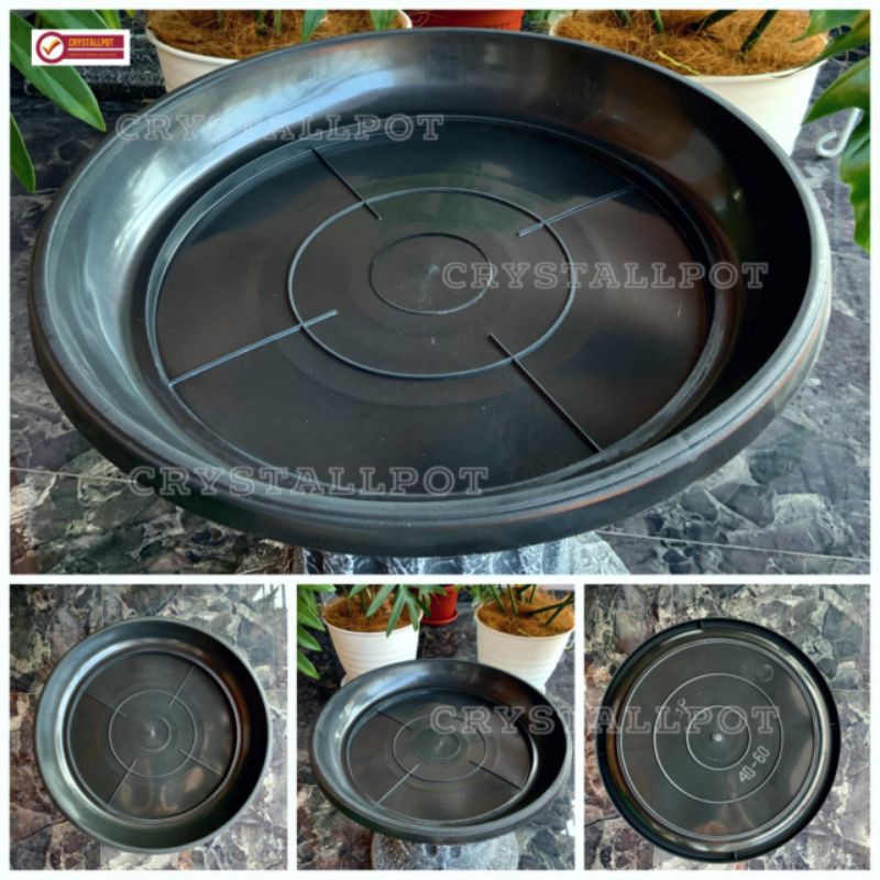 Tatakan alas pot bunga 40 hitam diameter 36cm untuk pot 40cm -  HITAM