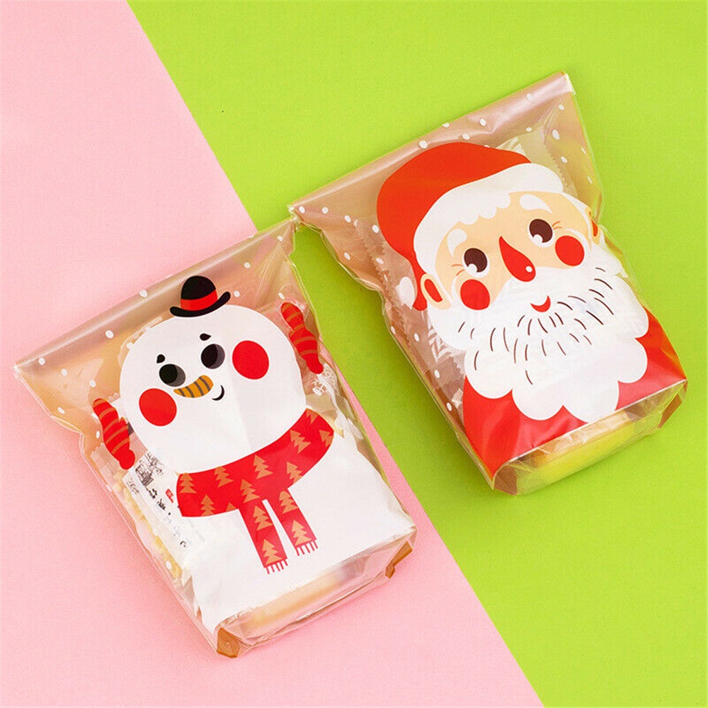 100 pcs 7*7 cm Baru Natal Cellophane Permen Biskuit Kue Hadiah Tas | Pesta Natal