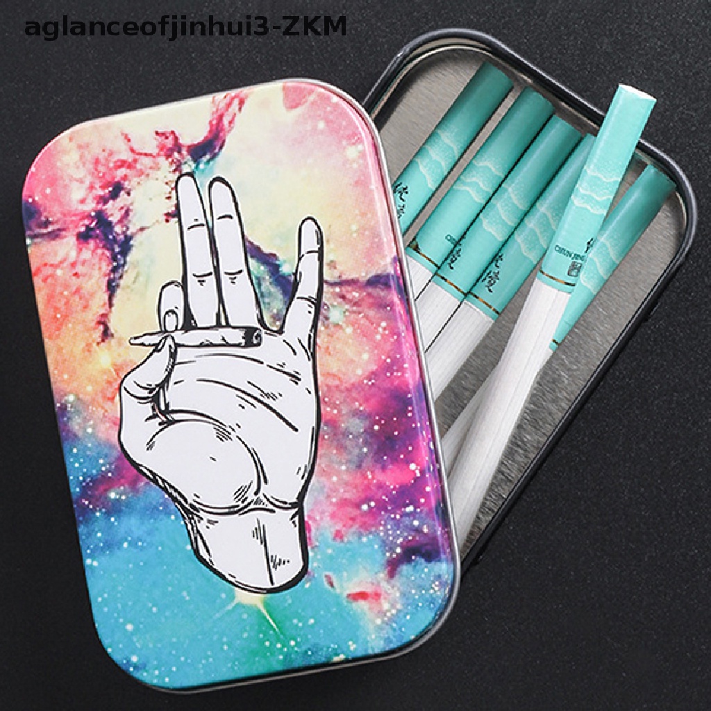 [AGID] Fashion Tin Storage Box Tobacco Box humidor rolling paper Cigarette Case Holder [zkm]