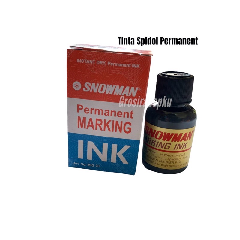 Refill Tinta Spidol Whiteboard / Permanent Snowman Hitam Murah Meriah