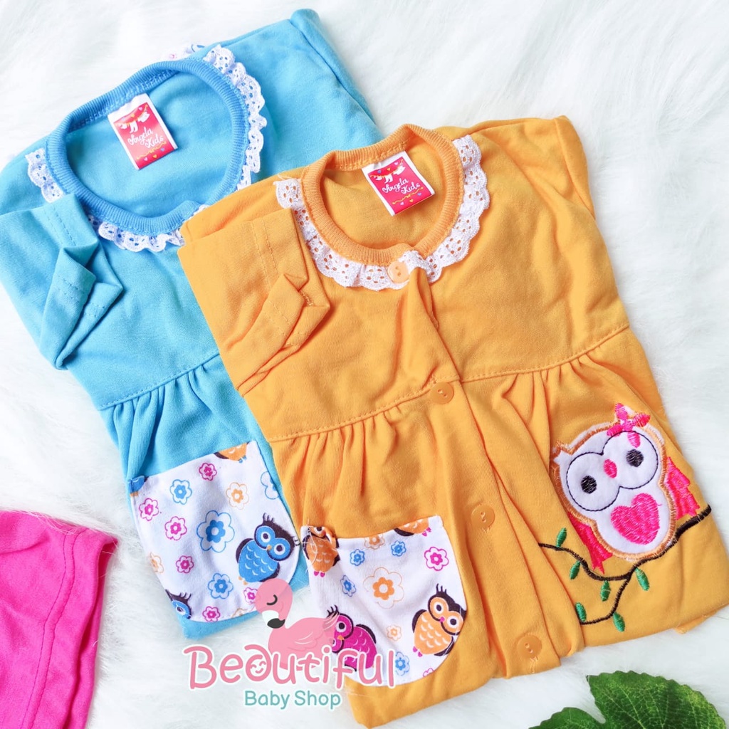 Baby.ou - Setelan Baju Bayi Lengan Panjang Celana Panjang Motif Bordir OWL / Setelan Piyama Bayi Perempuan 3-12 Bulan / Baju Bayi Perempuan Yeiko