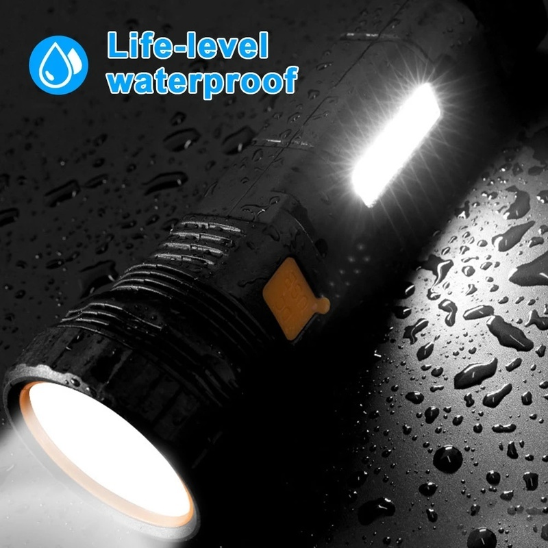 (Solar Usb Rechargeable Lampu Senter Led Cob 3 Mode Tahan Air Untuk Hiking / Camping / Outdoor