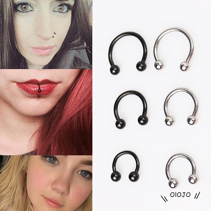 【COD】Anting Tindik Hidung / Telinga / Alis / Bibir / Tubuh Bentuk Tapal Kuda Bahan Stainless Steel