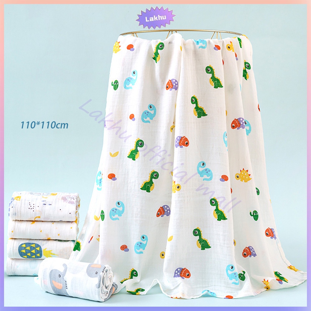 Lakhu 110*110cm selimut bayi anak sprei bedong bayi muslin swaddle /selimut bayi muslin