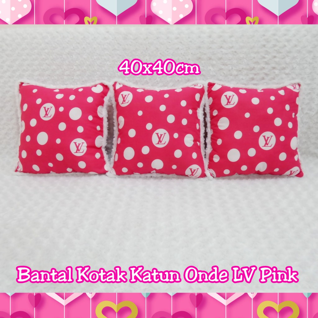 Bantal Kotak katun onde pink