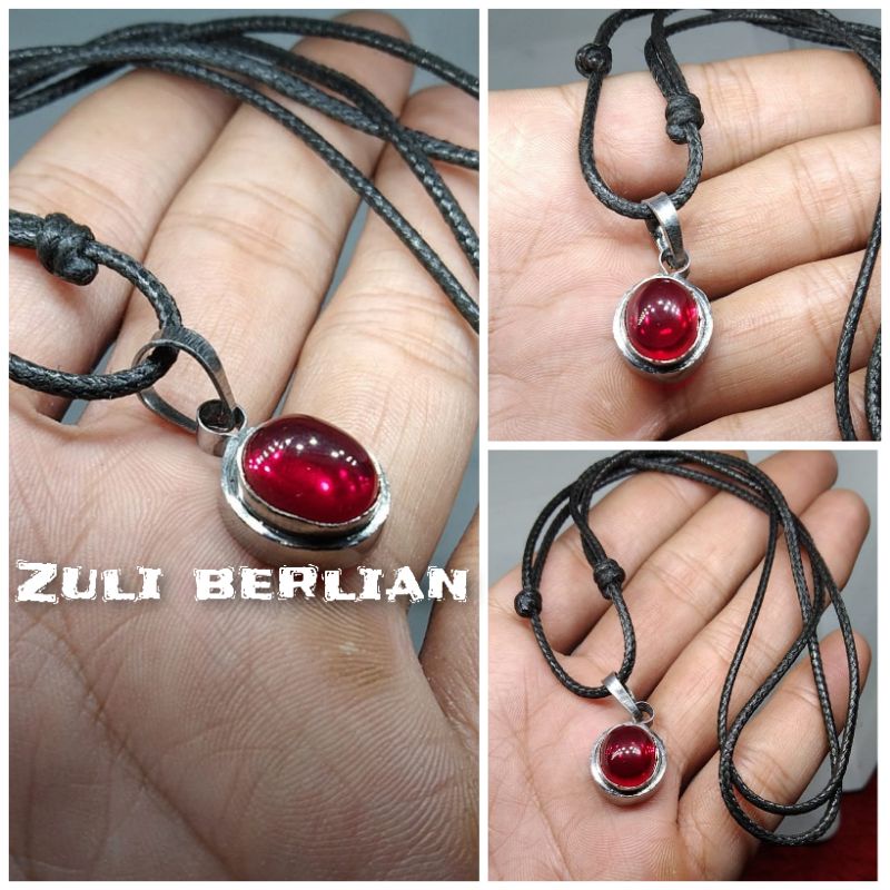 Kalung liontin batu merah siam bangkok