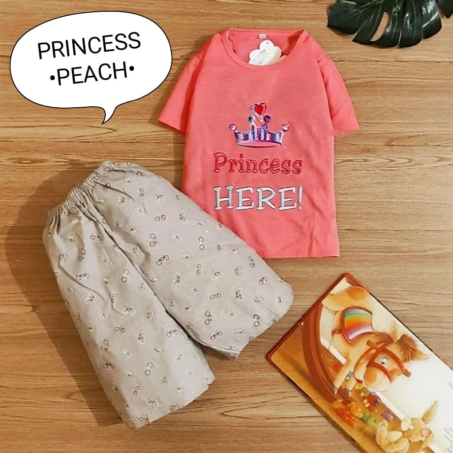 Setelan Anak Perempuan / Baju Anak Perempuan Kaos Katun Motif Princess