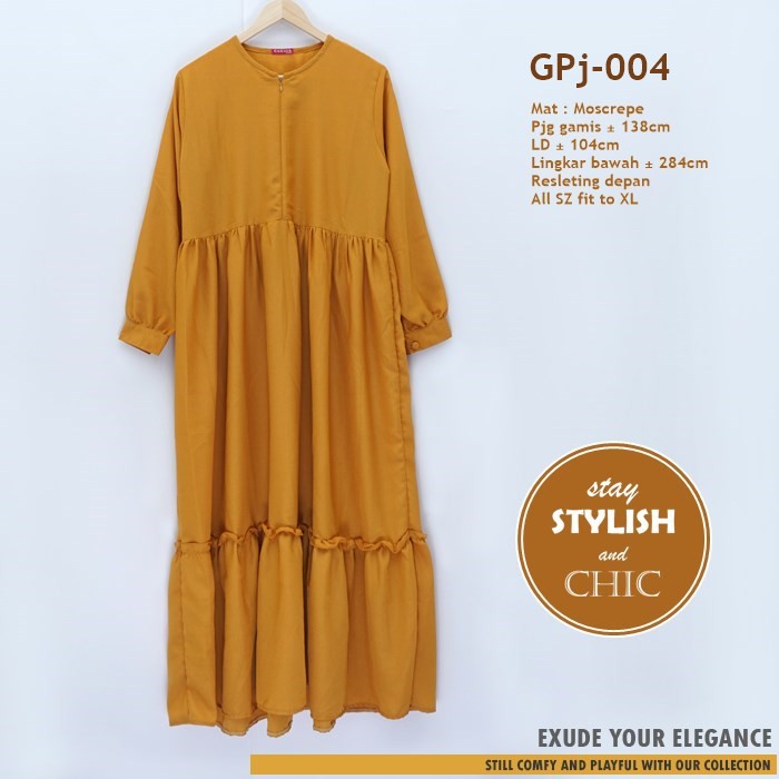 Gamis Polos Busui bahan Moscrepe / Gamis Ruffle renda kode GPj