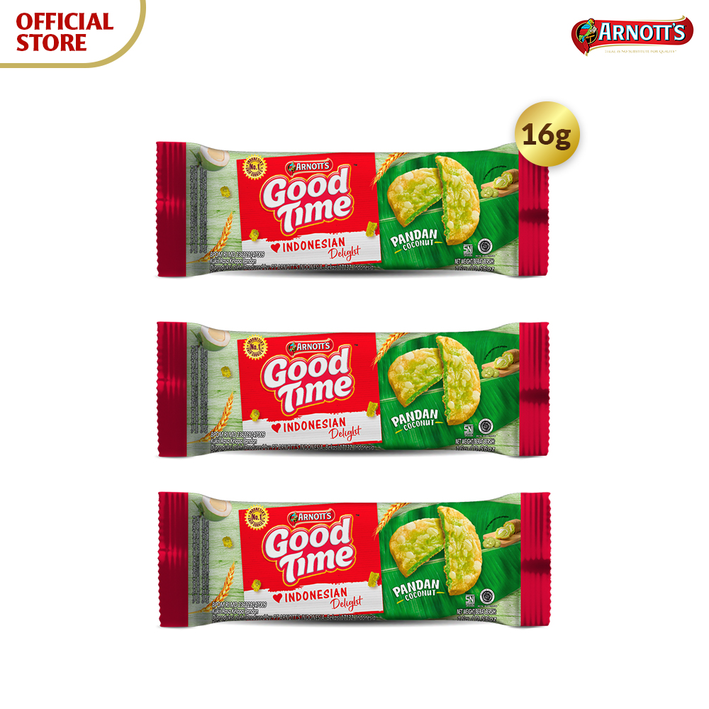 

Arnott's Good Time Cookies Pandan Coconut 16gr Triple Pack (Gift)