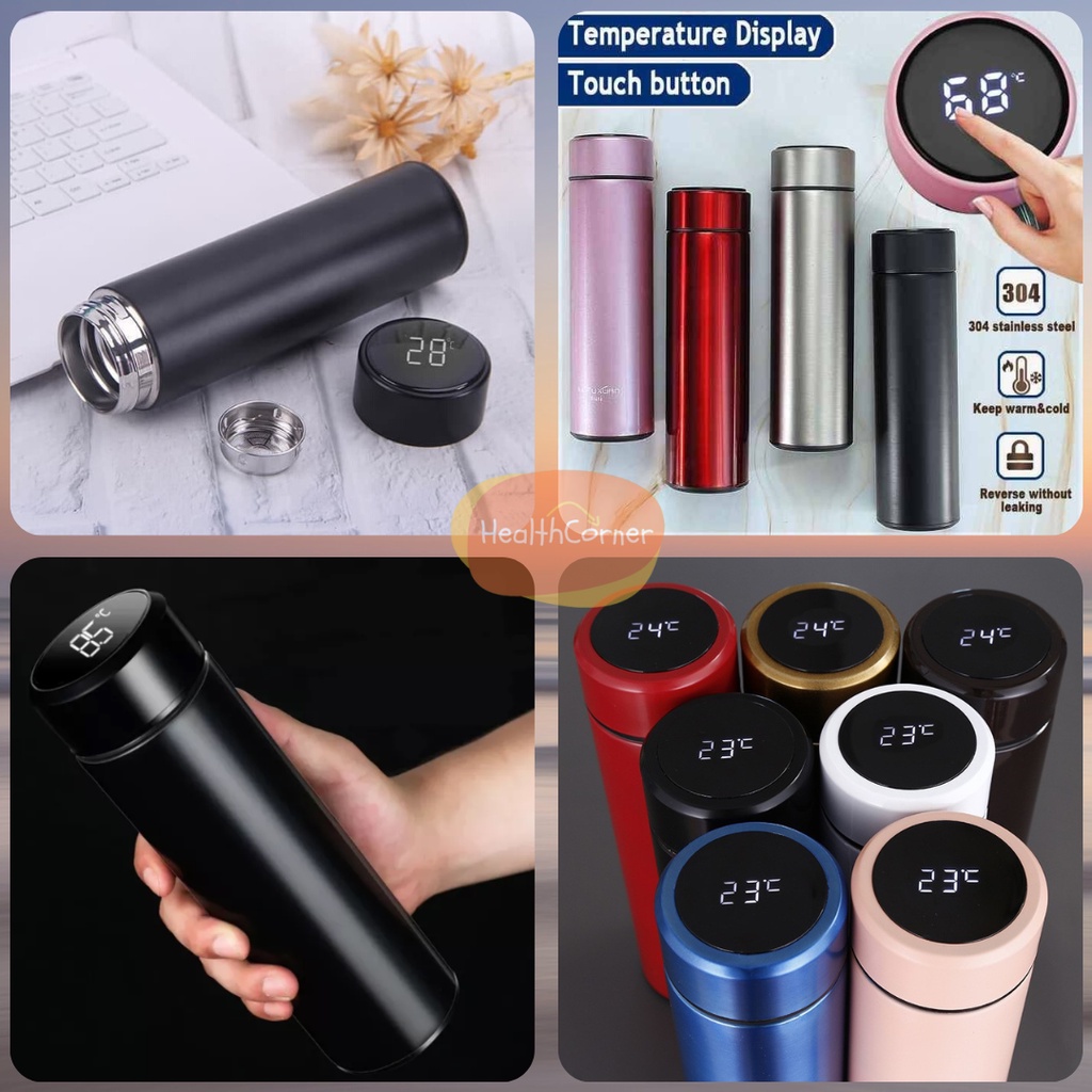 Botol Termos THERMOS Mini LUCU Air Panas Stainless Steel Smart Led Digital Display Suhu Temperatur 500ml