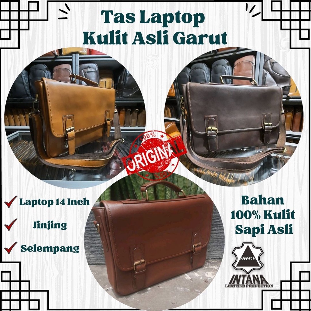 Tas laptop kulit asli pria 14 inch tas laptop kulit garut tas laptop kulit selempang pria