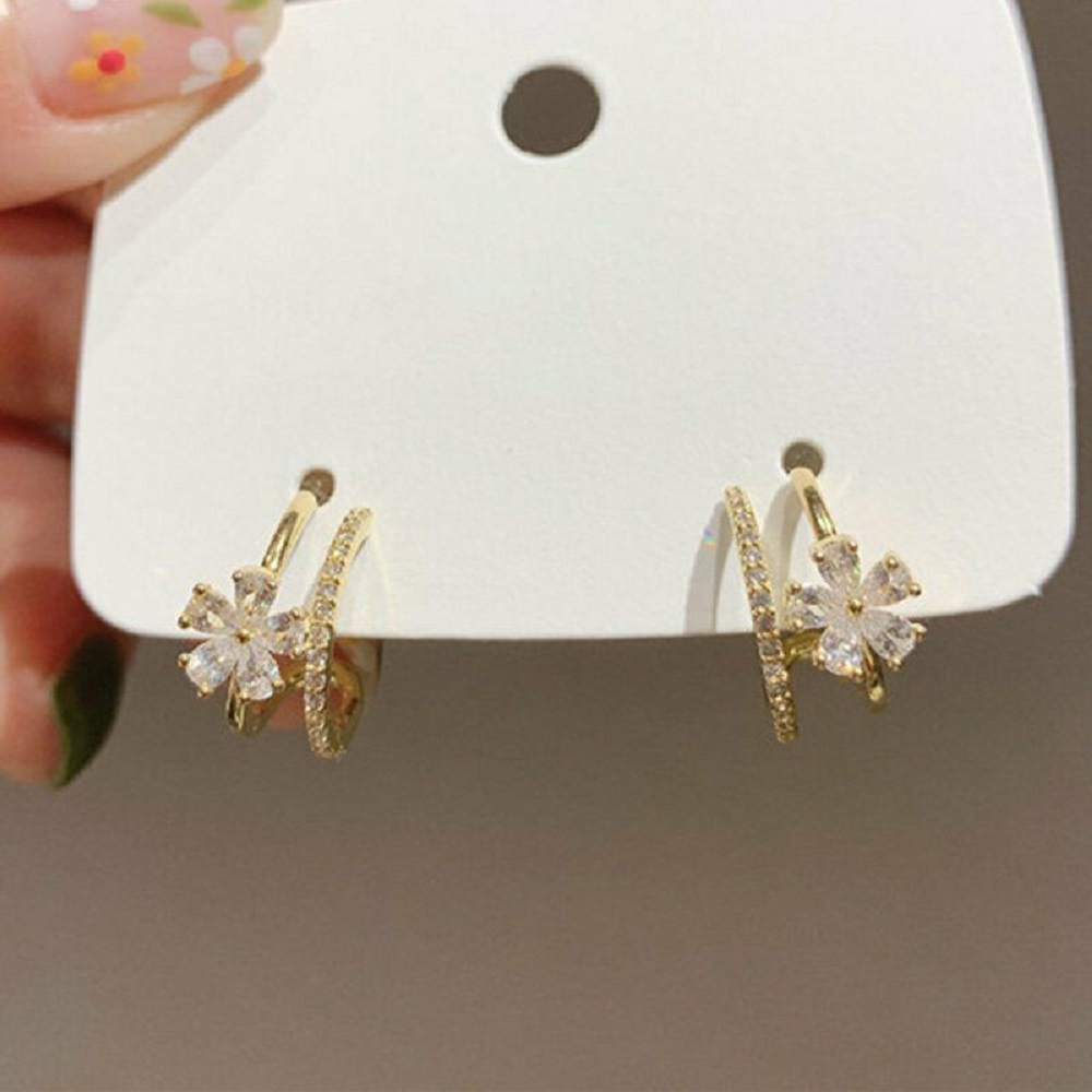 Beauty Girl Small Flower Earrings Zircon Ear Stud Women Wedding Party Jewelry