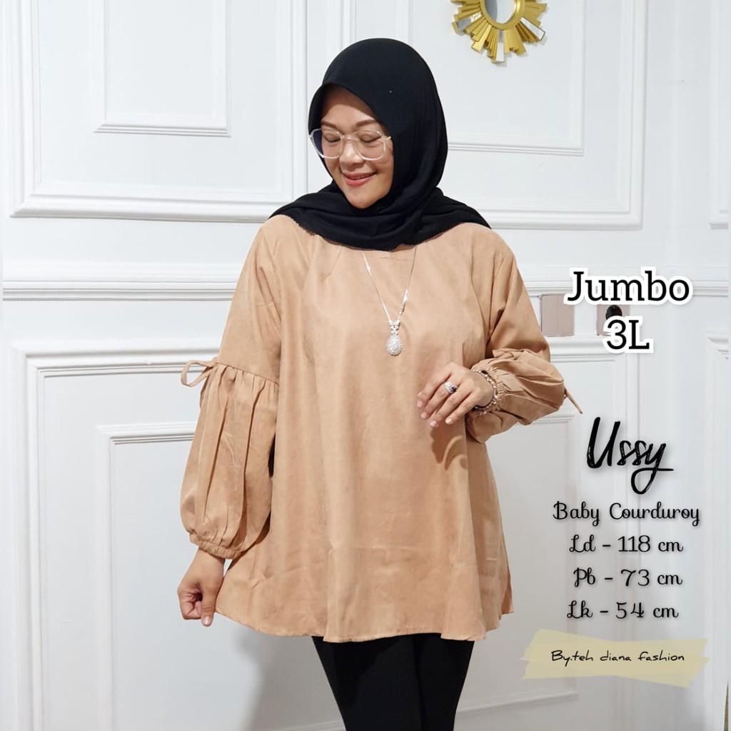 Atasan Wanita Jumbo 3L - Baju Atasan Wanita Terbaru - Blouse Wanita Jumbo 3L Ussy Korduroy Ld 118 Cm-4
