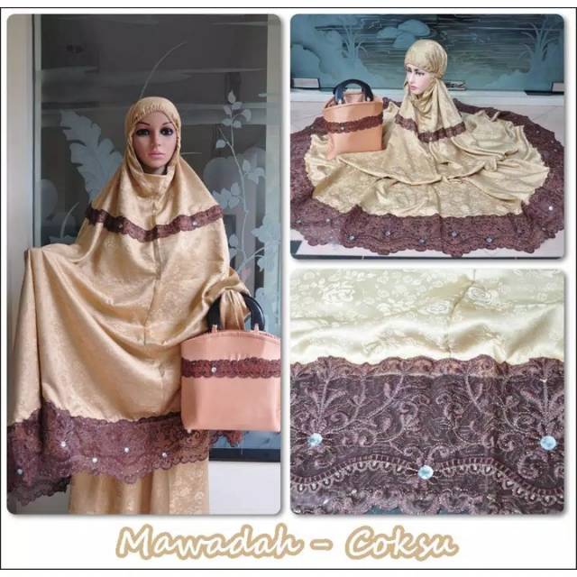 MUKENA BORDIR MURAH DEWASA SEMI SUTRA MAWADAH