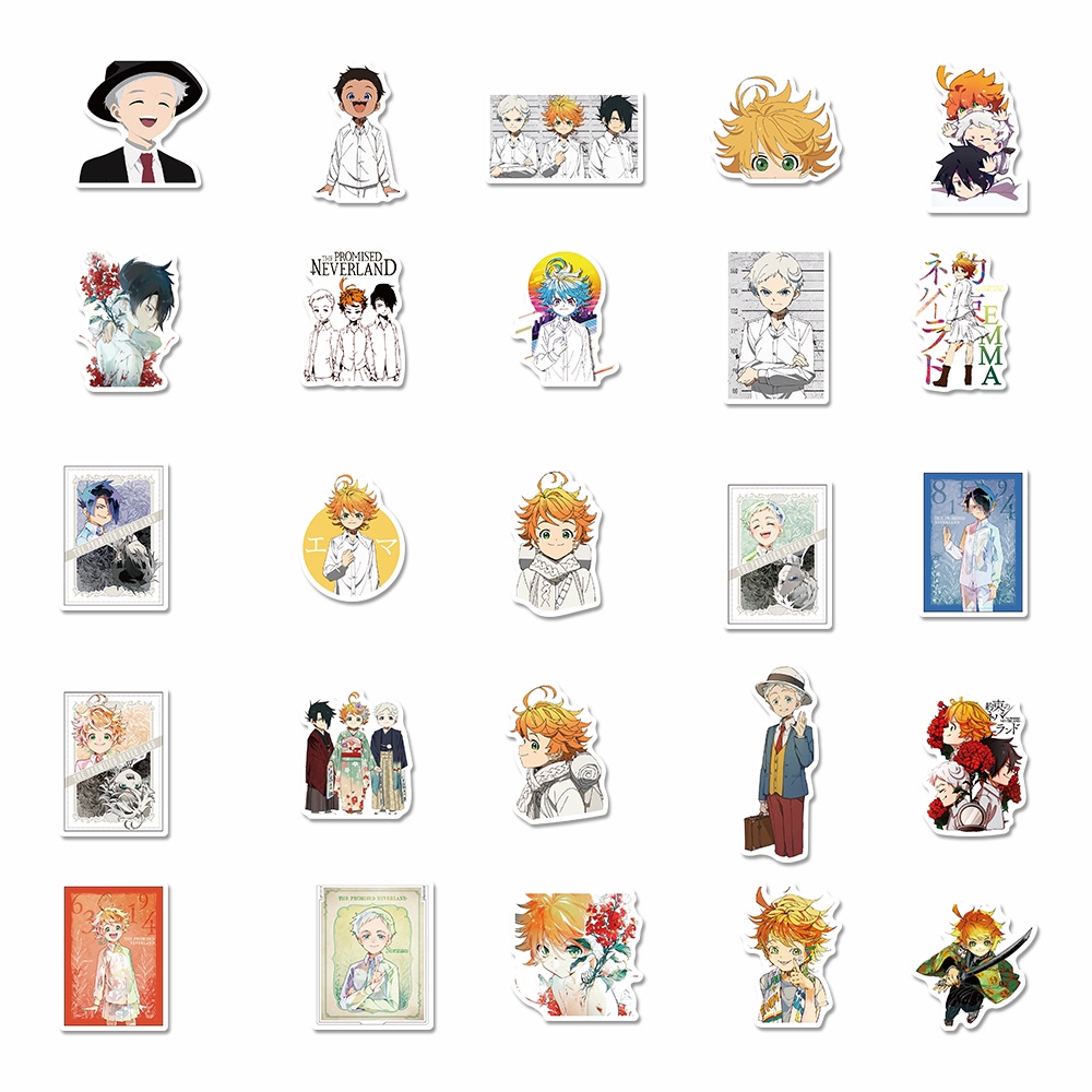 50 Lembar Stiker Desain Kartun Anime The Promised Neverland Anti Air Untuk Laptop