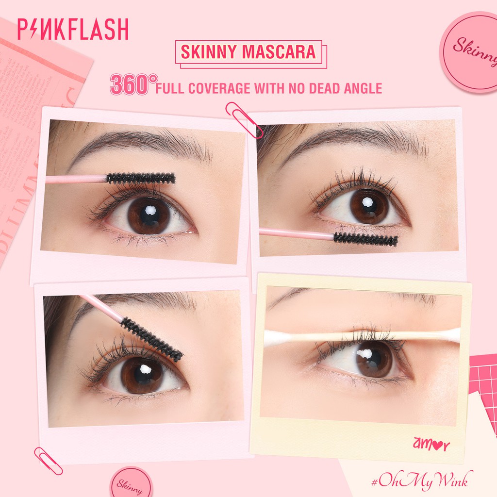 BPOM PINKFLASH OHMYWINK LENGTH CURLED ULTRATHIN FIBER WATERPROOF LIMITLESS EYELASH SKINNY MASCARA PF - E10