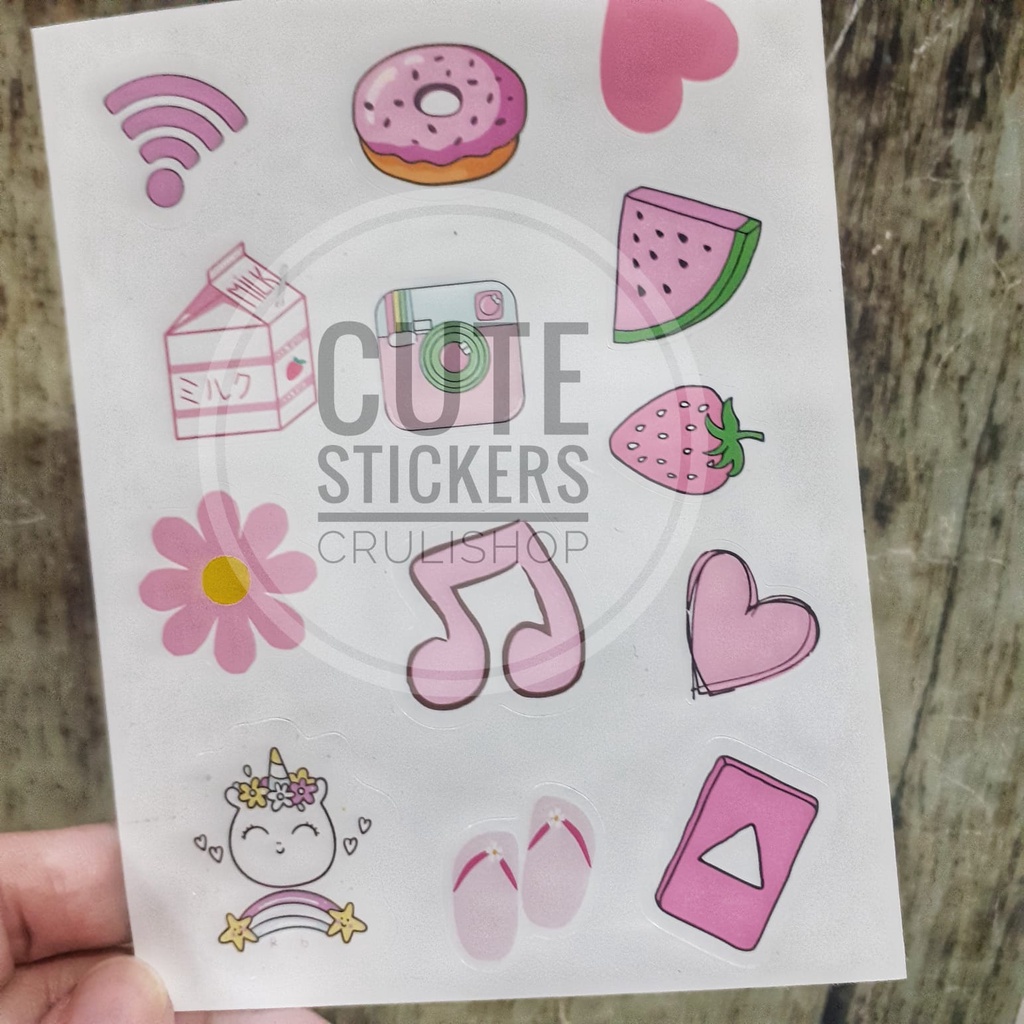 

Stiker waterproof untuk di botol minum, laptop, buku, HP, dll