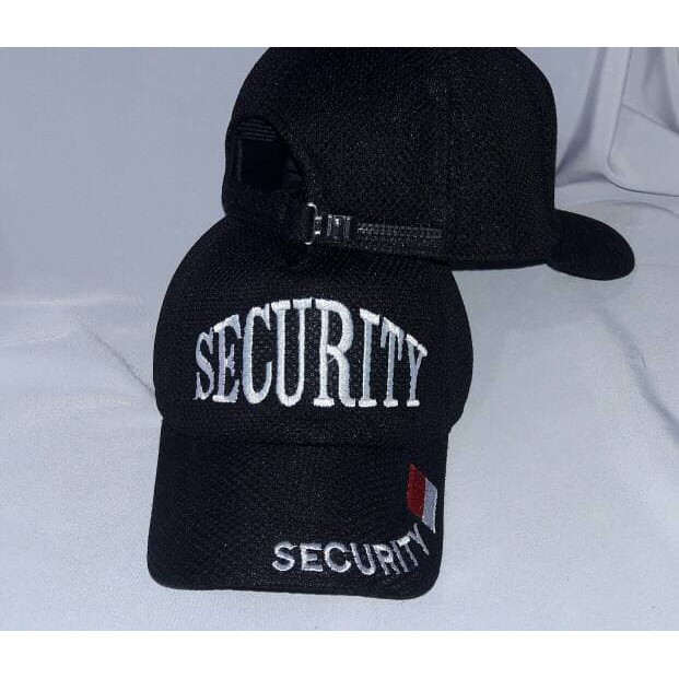 TOPI SECURITY HITAM JARING FULL DOBEL MESS BENDERA MERAH PUTIH