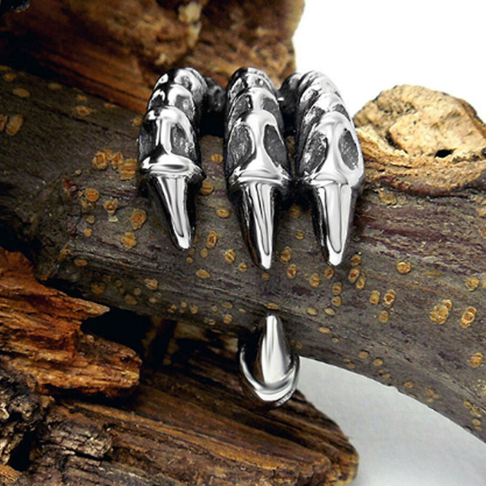 Huluboy Cincin Model Terbuka Desain Cakar Elang Gaya Vintage Adjustable Untuk Priawanita