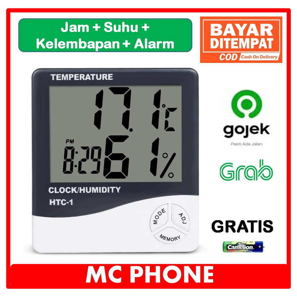 [BAYAR DITEMPAT] Termometer Ruangan Digital Thermometer Hygrometer HTC 1 Murah