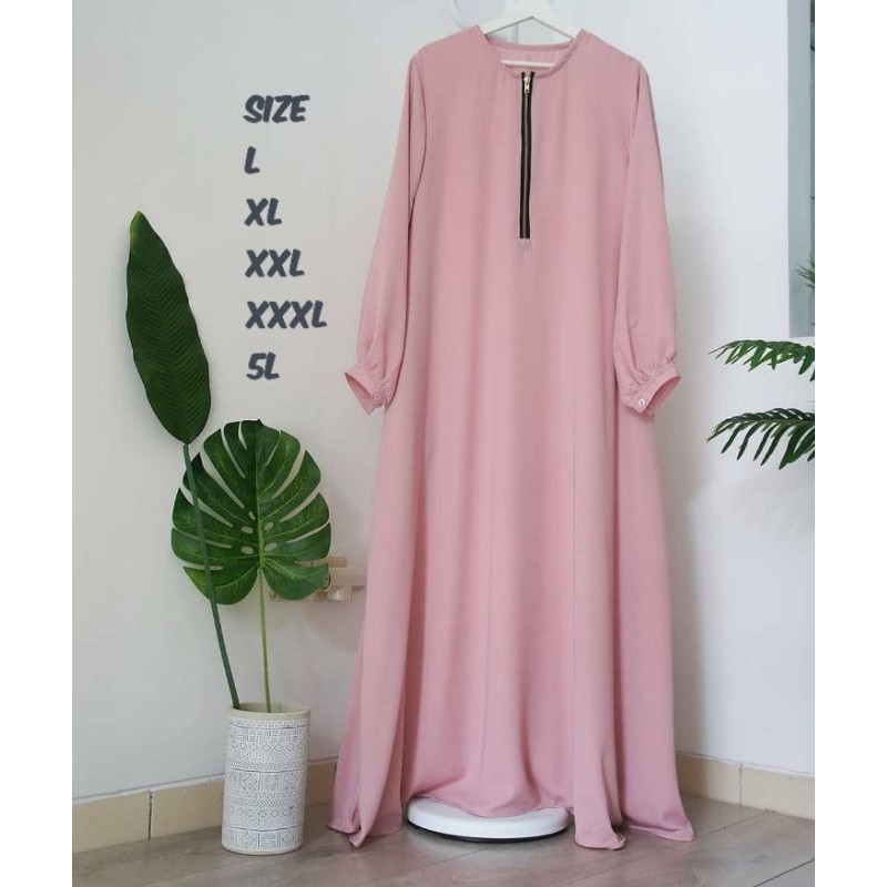 GAMIS RAISA POLOS JUMBO UP TO LD 140 BAHAN MOSCRAPE HALUS-3