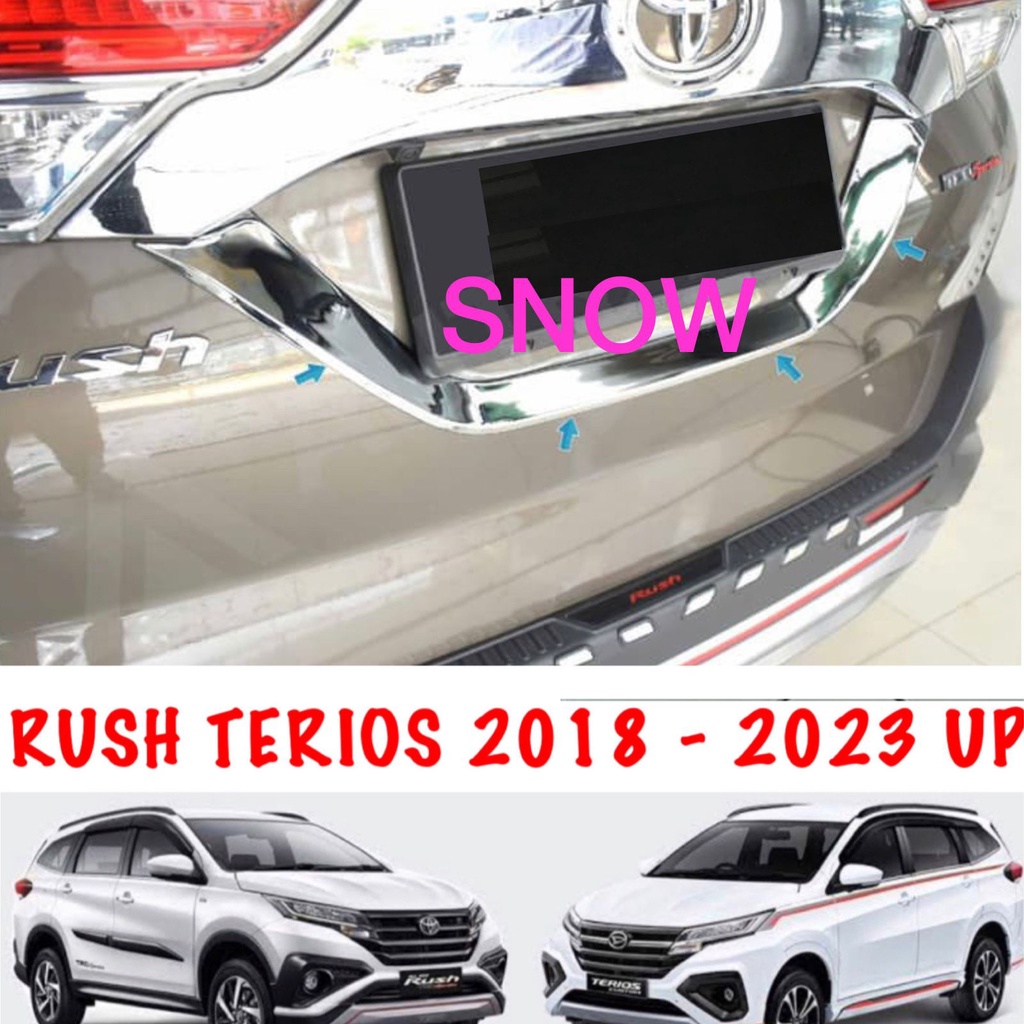 List Tatakan Plat Belakang All New Rush Terios 2018 2020 2022 2023 GR SPORT License Ornament Chrome