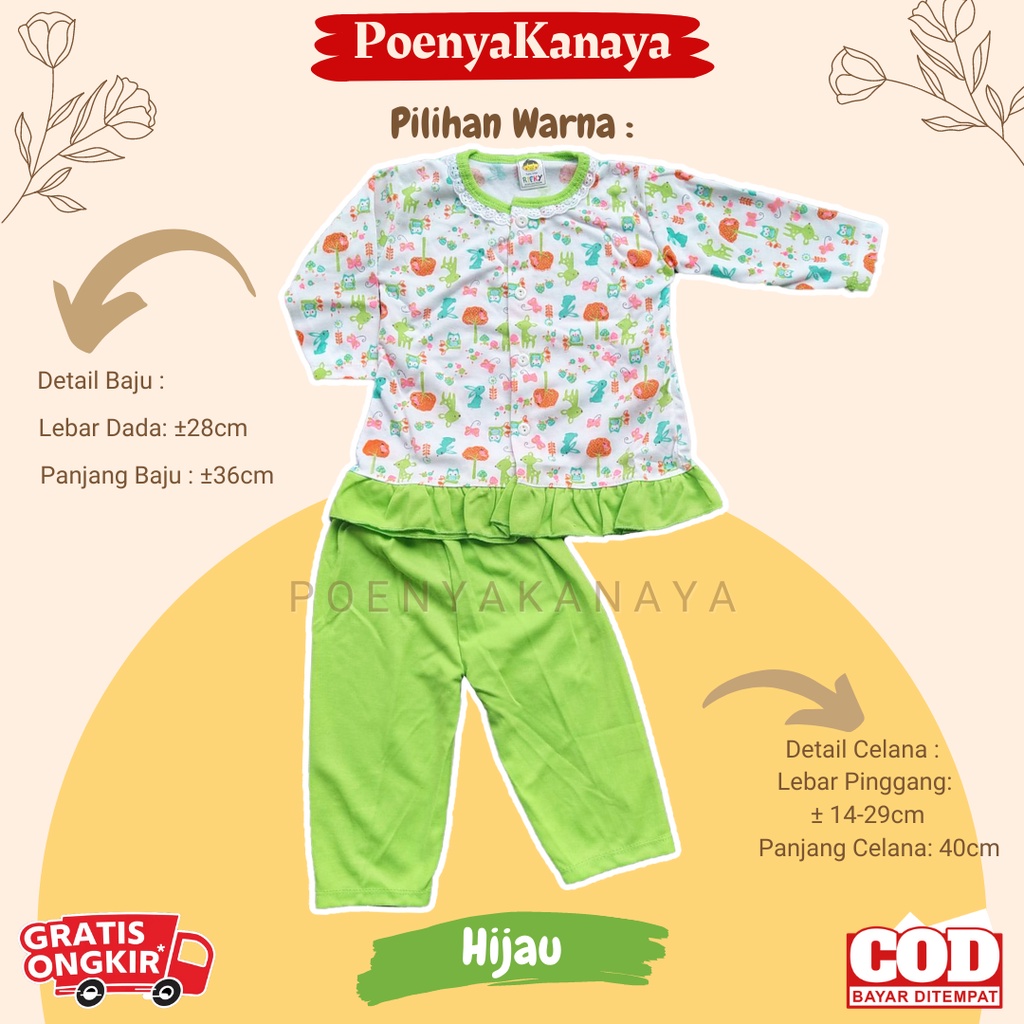 Setelan Baju Bayi Piyama Bayi Panjang Perempuan KANCIL RIFKY 6-18 bln SPY94