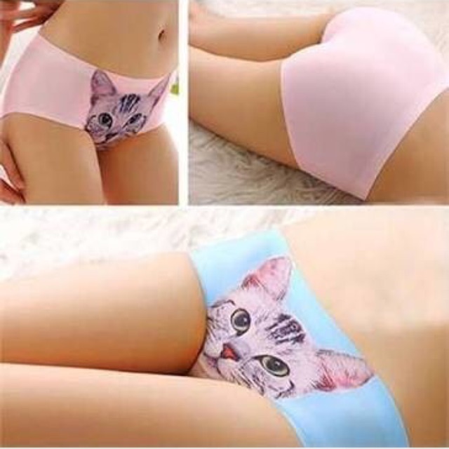 Celana dalam panty panties motif kucing kitten cat pussy 3d seamless tampa jahitan