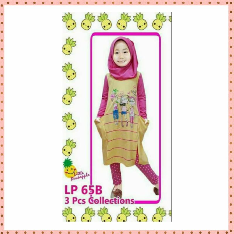 Setelan anak perempuan hijab Little Pineapple Pakaian anak perempuan setelan hijab tunik anak cewek 