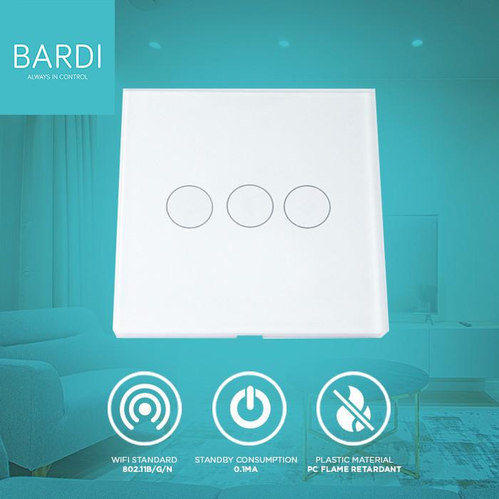 Saklar Bardi Smart Wifi Touch Wallswitch - Eu 3 Gang