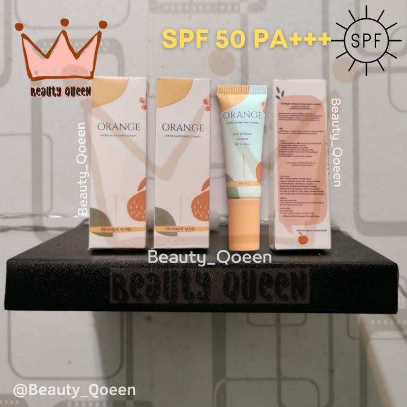 ORANGE WHITE SUNSCREEN CREAM SPF 50 PA+++ UVA UVB CREAM WAJAH PRIMER FONDATION TABIR SURYA PEMUTIH ORIGINAL THAILAND