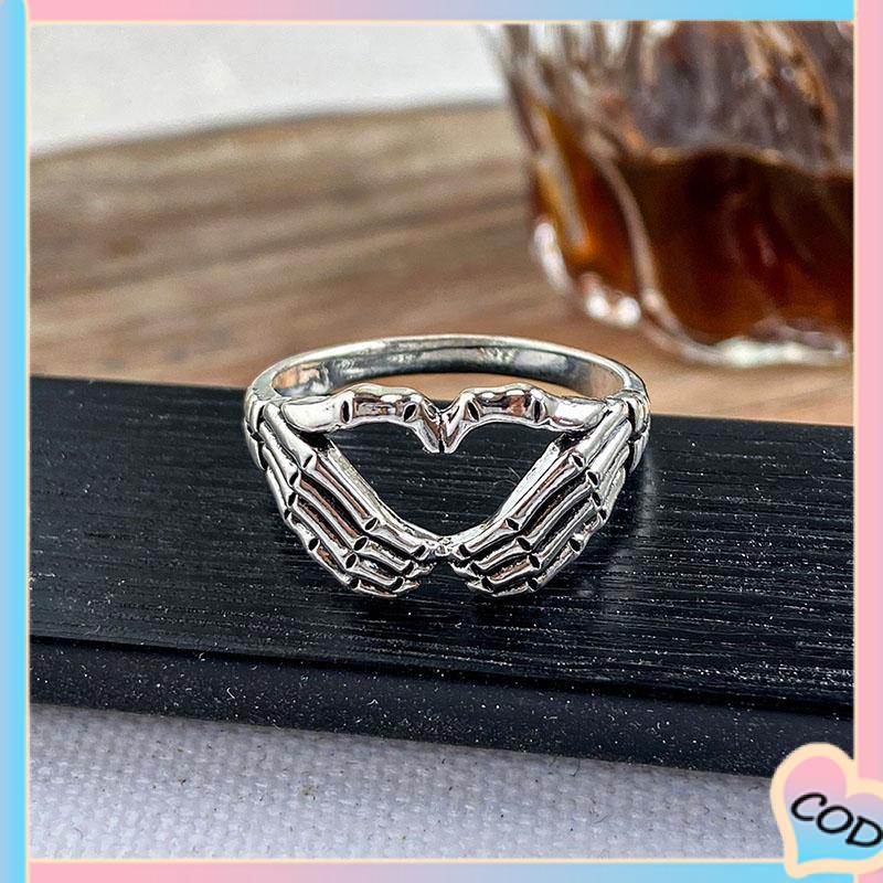 COD❤️ Baru Kreatif Retro Fashion Pria Fashion Wanita Kepribadian Mendominasi Korea Perhiasan Perhiasan Neraka Hantu Jari Cincin-A.one