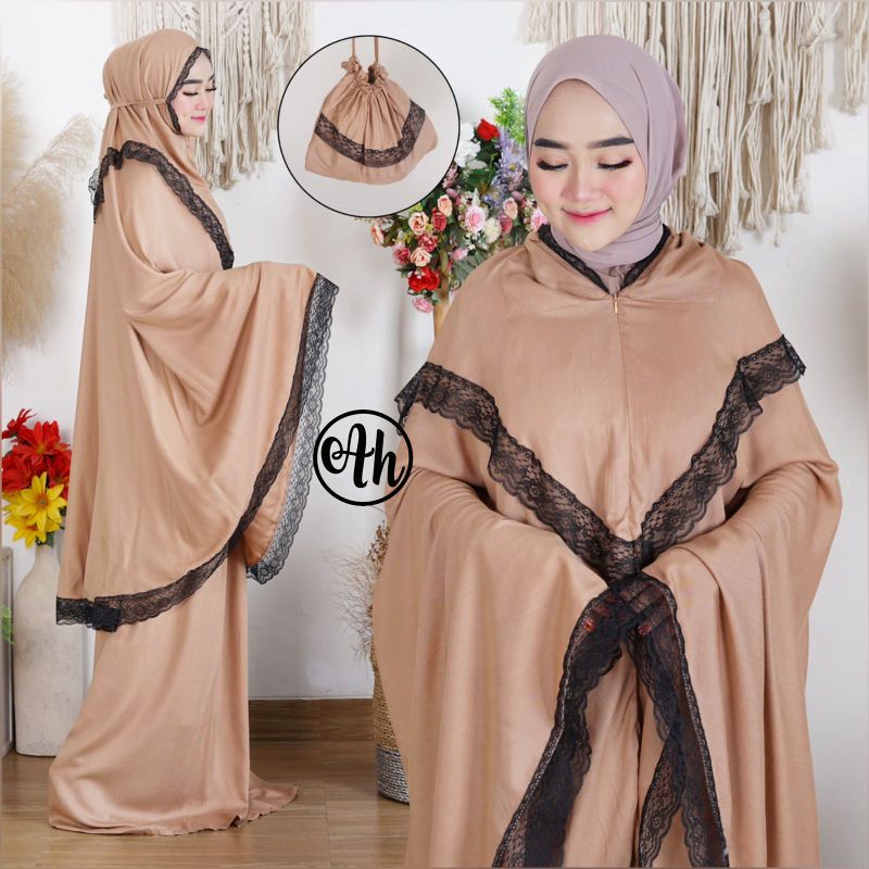 (BISA COD)Mukenah hasinah Rayon motif viscose premium free tasbih