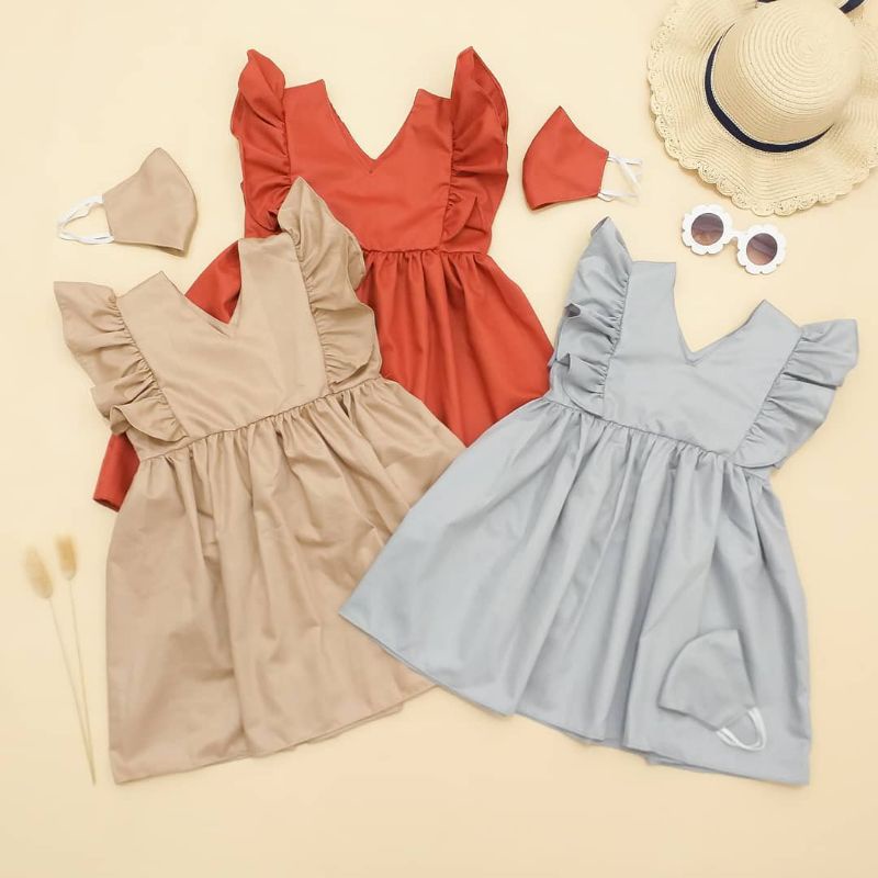 Dress anak ruffle-dress Ruby-Dress anak perempuan-ruffle anak polos-baju pesta anak