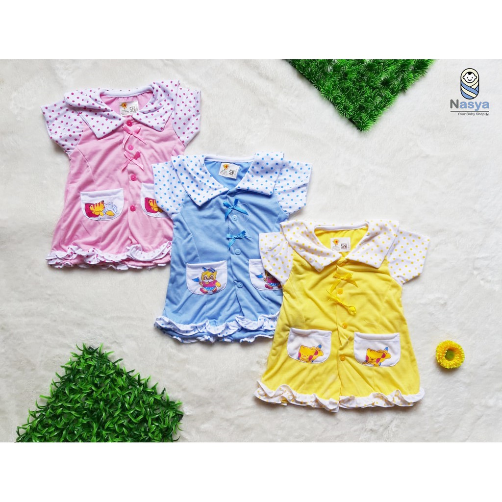 [MK-020] Dress Anak Perempuan / Dress Kerah Bayi + kantong (0-12 bulan)