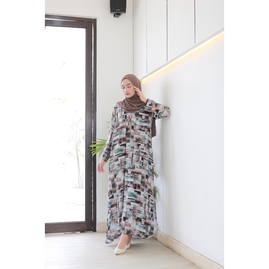 CAROLA MAXI (ld 100) - Gamis Dress Rayon Abstract Busui