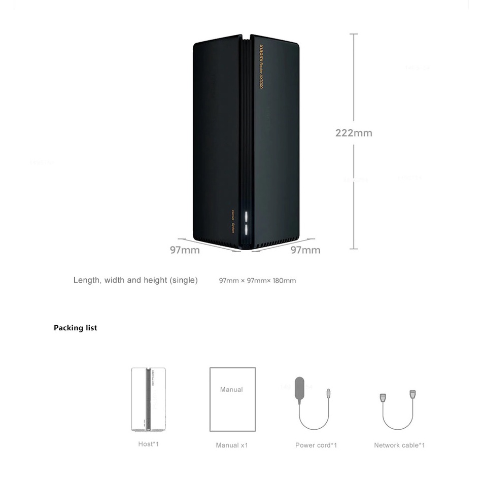 XIAOMI Mi Router AX3000 - WiFi 6 Mesh Router 3000Mbps High Speed Up