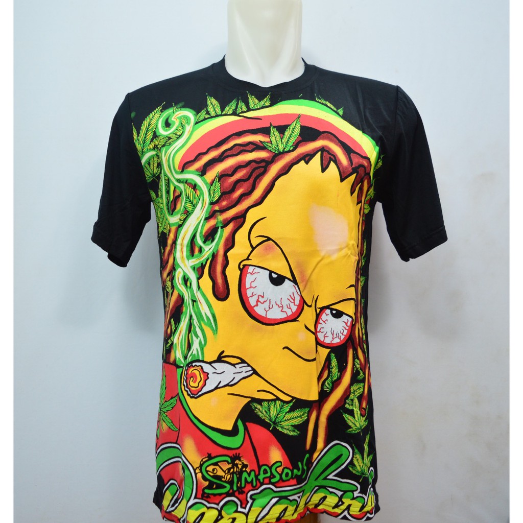 Termurah Kaos Baju Pria Kartun SIMPSONS RASTA 3D Best Seller